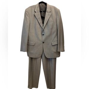 Oscar de la Renta Men's Wool Light Gray Suit 44R 38W